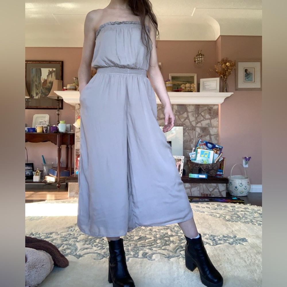 Wilfred Modal Strapless Jumpsuit in Taupe Gray